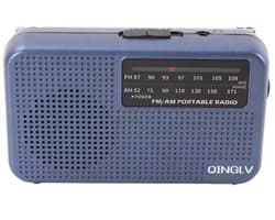 QINGLV - Kleine Radio op Batterijen - AM/FM - Kleur: Blauw - Perfect voor Noodpakket - Werkt op AA-batterijen - Draagbare Noodradio voor Rampen