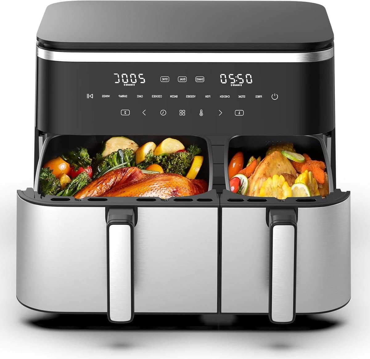 Hete Lucht Frituur - Dubbele Mand Frituur - Gelijk Koken - SYNC Functie - 11 Liter - Zwart — afbeelding 1