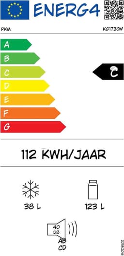 Kavora Koel-Vriescombinatie - Koelgedeelte 38L - Verstelbare Poten - Wit - 52cm x 50cm x 145cm — thumbnail 5