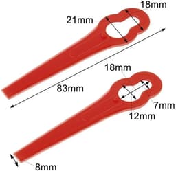 50 Stuks Kalebasvormig Maaimachine Plastic Messen Rood - Vervangingsmessen voor Grasmaaier Accessoires Set — thumbnail 5