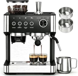 Espressomachine met geïntegreerde Bonenmaler - 20 Bar - 30 Maalstanden - 2,3L Watertank - 270g Bonenreservoir - Melkopschuimer - Zelfreinigend - Cold Brew - Voor Thuis en Kantoor — thumbnail 1
