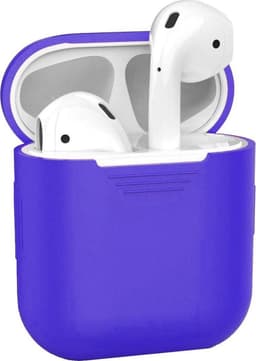 Hoesje - Geschikt voor Apple Airpods 1 - Siliconen Hoes met Clip - Silicone Case Cover - Donkerblauw — thumbnail 1