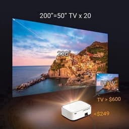 Byintek - K45 - Beamer - Projector Beamer - Mini Meamer - 4k - Full HD 1080P - 1920x1080dpi - Automatische focus - met WiFi - 950ANSI Lumens - Wit — thumbnail 3