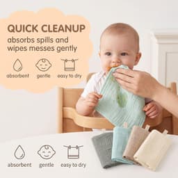 5-delige set baby washandjes, 100% katoen, 22x23 cm, zacht en absorberend, voor gezicht en bad. — thumbnail 4