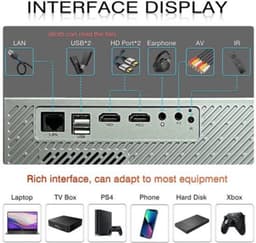Everycom - RD829 - Beamer - Projector Beamer - Mini Meamer - 1920x1080dpi - Automatische focus - 5G - met WiFi - 12000lumens — thumbnail 4
