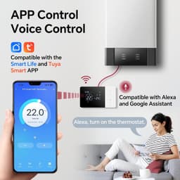 Wifi-Thermostaat – 2-draads – Slimme Temperatuurregeling – Tuya-app – Dagelijks Programmeerbaar – Compatibel met Google Assistant en Alexa – 3A – Voor 503-inbouwdozen — thumbnail 4