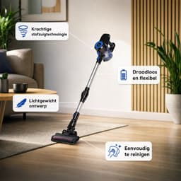 Nexxt 2-in-1 Draadloze Steelstofzuiger en Handstofzuiger - Cyclonisch - 160W - 20-40 Min - 0,8 liter - Zwart — thumbnail 2