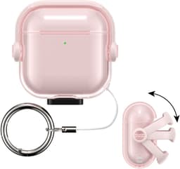kwmobile transparante koptelefoonhoes voor Apple Airpods 5 / Airpods 4 - Hoesje van TPU met veiligheidssluiting - oudroze / transparant — thumbnail 1