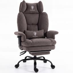 Dowinx Gamingstoel - Ergonomische Bureaustoel - Grote Bureaustoel - Ademende Stof en Flueel - Met Voetensteun en Verstelbare Rug - Bureaustoel Gaming chair - Grijs — thumbnail 1