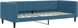 Bedframe, familiebed, tweepersoonsbed, slaapkamermeubel, dagbed, uittrekbaar, blauw, 90x200 cm, fluweel — thumbnail 5