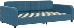 Bedframe, familiebed, tweepersoonsbed, slaapkamermeubel, dagbed, uittrekbaar, blauw, 100x200 cm, fluweel — thumbnail 3