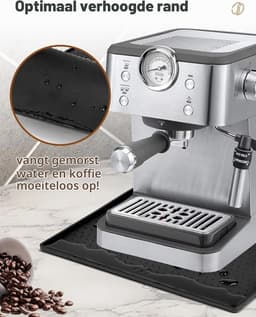 48 x 30 cm onderlegger voor koffiezetapparaat, siliconen mat, volautomatische mat met rand voor De Longhi Magnifica Philips LatteGo Krups Siemens EQ6 siliconen onderlegger Coffee Mat (zwart) — thumbnail 3
