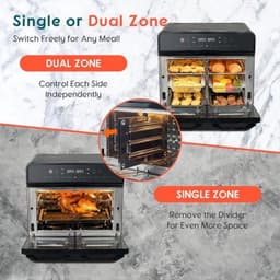 Dubbele-zone-luchtfriteuse - Digitale mini-oven - Grote maaltijden bereiden - Veelzijdig ontwerp met twee zones - 24 Kwarts - Zwart — thumbnail 2
