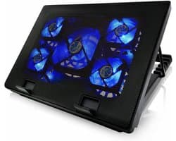 Laptop Cooler - Koeling Laptop - Ergonomisch - Geluidloos -5 Ventilatoren - Verstelbaar - Zwart