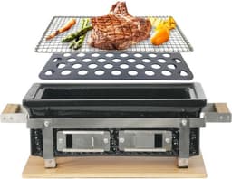 Buitenkado Hibachi Tafelgrill - compacte buitenbarbecue - rechthoekig - Keramische Japanese tafelgrill - houtskool - 2 t/m 6 personen — thumbnail 2