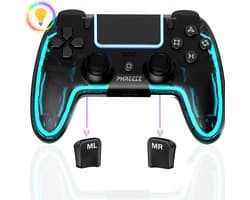 Draadloze RGB Controllers geschikt voor PS4 controller - Shock V3 - Macro Knoppen - LED Verlichting - Geschikt voor Playstation 4 Controller - Transparant