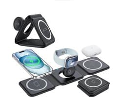 Otronica 3 in 1 Draadloze Oplader - Oplaadstation Apple & Samsung 15W Snellader geschikt voor MagSafe Apple iPhone 16 / 16 Pro / 16 Pro max / 16 Plus /13/14/15 Pro / 15 Pro Max