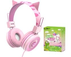 StayPowered Kinderhoofdtelefoon - Perfect voor Jonge Avonturiers - Schattig Design - Stereo Geluid - Ingebouwde Microfoon - Instelbaar en Opvouwbaar - Universele Compatibiliteit - Zacht Gevoerd - Roze - Levering Sneller dan Aangegeven!