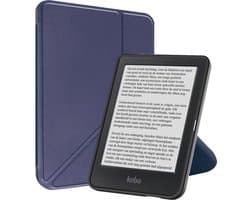 Hoes Geschikt voor Kobo Clara BW - Luxe E-reader Trifold Case - Bescherm Hoesje Book Cover - Donkerblauw