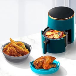 Siliconen vormen voor heteluchtfriteuse - Herbruikbare luchtfriteuse siliconen pot - Opvouwbare anti-aanbaklaag - Ronde luchtfriteuse matten - Met handvat - Airfryer-accessoires - Oven en magnetron - Set van 2 — thumbnail 8
