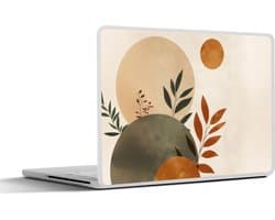 Laptop sticker - 14 inch - Vormen - Rond - Bladeren - Beige - 32x5x23x5cm - Laptopstickers - Laptop skin - Cover