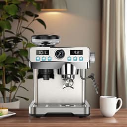 Bresco® Barista Espressomachine – Pistonmachine met Koffiemolen – RVS Koffiemachine melkopschuimer – Bonenmaler – Brushed Stainless Steel — thumbnail 3