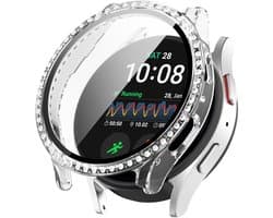 Watch case screenprotector - hoesje - gehard glas - geschikt voor Samsung Galaxy Watch 7 (44 mm) - glittersteentjes - transparant