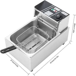 Friteuse - 6L – Frituurpannen - 2500W – Elektrische - RVS – Temperatuurregeling – Voor Thuis - en Horeca – Incl. Frituurmand - Lichtgrijs — thumbnail 1