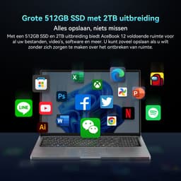 Blackview AceBook 12 Laptop - Intel Core i5-12450H - 16 inch FHD - 16GB DDR4 - 512GB SSD /2 TB - WiFi 6 - Window 11 Pro Notebook - UHD Graphics - Grijs — thumbnail 4