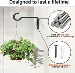 15,2 cm 2-pack robuuste buitenplantenbakken voor hangmanden: ijzeren hangers met metalen haken, perfect voor buitenplanten en hangende lantaarns of vogelvoederbakken — thumbnail 4