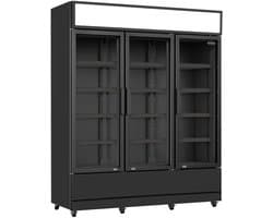 Combisteel Koelkast - 1200L - Zwart - +1°C/+10°C - Geforceerd - 3 Draaideuren - Wielen - 1600x610x1973mm - Horeca Koelkast