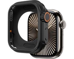 Bandz metalen hoesje geschikt voor Apple Watch 7 / 8 / 9 - 45mm case van hoogwaardig metalen materiaal - Robuuste bescherming (zwart)