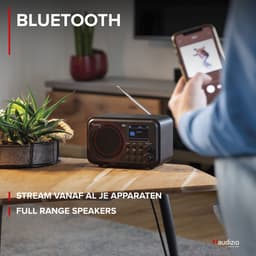 DAB radio met Bluetooth - Audizio Milan - DAB radio retro met accu en FM radio - Zwart — thumbnail 3
