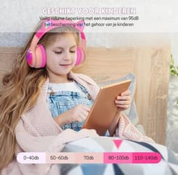 StayPowered Kinder Bluetooth Hoofdtelefoon - Perfect voor School & Reis - Veilig Volumeniveau - Heldere Geluidskwaliteit - met LED - Draadloos & Bekabeld - Versterkt Materiaal - Lange Batterijduur - Roze - Levering Sneller dan Aangegeven! — thumbnail 5