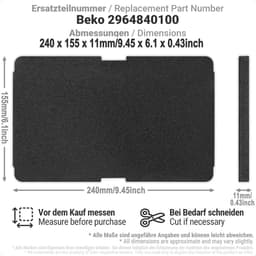 10 stuks Wasdroger filter - Spons filter - 2964840200 2964840100 - Filter Droger accessoires - Geschikt voor Beko/Grundig/Blomberg droger filter droger — thumbnail 3