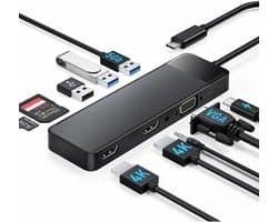 CRLYN® Docking Station Laptop 2x HDMI - Splitter Laptop - USB-C - Universeel - Zwart