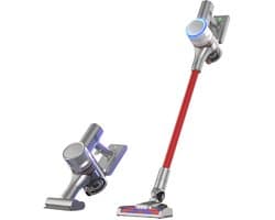 Steelstofzuiger Draadloos - Steelstofzuiger - Stofzuiger - Steelstofzuiger Snoerloos - Magnetische oplaadpoort - Rood - Krachtige Zuigkracht - 19500Pa - RGB Ring Light