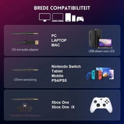StayPowered RGB Gaming Headset - Ultiem Geluid voor Top Gamers - Ergonomisch Ontwerp - Ruisonderdrukkende Microfoon - Brede Compatibiliteit - Gemakkelijke Bediening - RGB Verlichting - Zwart/Groen - Levering Sneller dan Aangegeven! — thumbnail 5