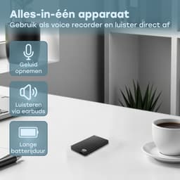 Audyn Voice Recorder - 200 Uur Audio Opname - Afluisterapparatuur op Afstand - Dictafoon - 360° HD Opnames - 16GB - Zwart — thumbnail 4