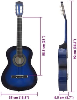 vidaXL - 8-delige - Gitaarset - klassiek - beginner - 3/4 - 36" - blauw — thumbnail 2