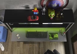 Game bureau STANDA - Met opbergruimte en ledverlichting - Zwart L 156.4 cm x H 145 cm x D 60 cm — thumbnail 5