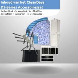 D2-Series Accessoiresset - Geschikt Voor CleanDays Robotstofzuiger D2-Series - Onderhoudsset - 19 delig - Geschikt voor D2-001 en D2-007 — thumbnail 2