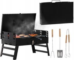 Opvouwbare toeristengrill/barbecue met vorken en spatel, koffer, 44x23x48 cm — thumbnail 1