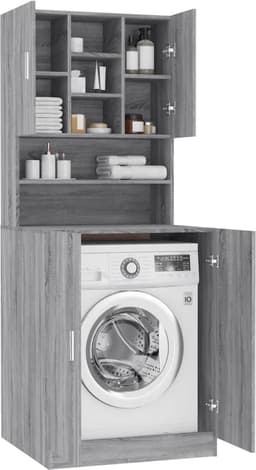 Wasmachine ombouw - Kast - Opbouwmeubel - Verhoger - Wasmachine meubel - Opbergkast - Hout - Grijs Sonoma — thumbnail 3