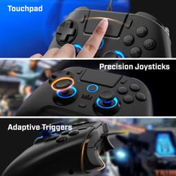 EgoGear - Bedrade controller met paddels SC10 zwart voor PS4/PS3/PC, aanpasbare RGB, trilmotoren, 3,5 mm aansluiting, 800 mAh — thumbnail 4