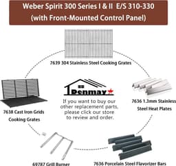 175-inch Gietijzeren Roosters voor Weber Spirit 300-serie - Spirit E-S 310-320-330 - Spirit I & II 300 - Spirit 700-900 - Genesis 1000-3500 - Genesis Gold Silver Platinum B-C met Verlengde Levensduur — thumbnail 5