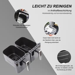 9L XXL Heteluchtfriteuse met Digitaal Led-Touchscreen - 2000 Watt, 10 Vooraf Ingestelde Programma's, Instelbare Temperatuur en Transparant Kijkvenster — thumbnail 13