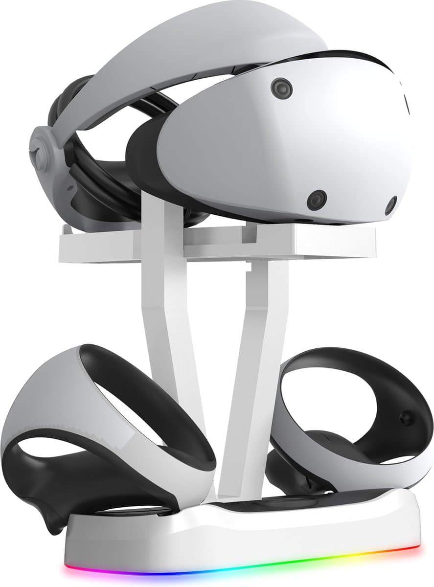 PlayCool Oplaadstation - Voor PS VR2 Headset & Controllers - Snellader - Met LED indicatoren - Oplader voor controllers - Accessoires - Oplaadstation - Wit — afbeelding 1