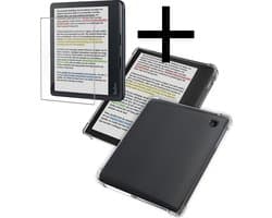 Hoesje Geschikt voor Kobo Libra Colour Shockproof Siliconen Case Met Screenprotector - Shockbestendige eReader Hoes Geschikt voor Kobo Libra Colour - Transparant