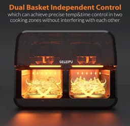 Dubbele Airfryer - XL Airfryer - 8 Liter Capaciteit - 1700W - 8 Bakprogramma's - Dubbele mand - Zwart — thumbnail 2